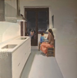 Huariqueje:    Dinner    -     Alejandra Caballero   Spanish,  B. 1974- Oil