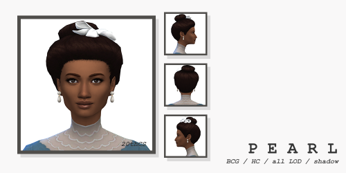 twentiethcenturysims:Pearl Hairan afro-textured Gibson Girl updo with a bow, inspired by this lovely