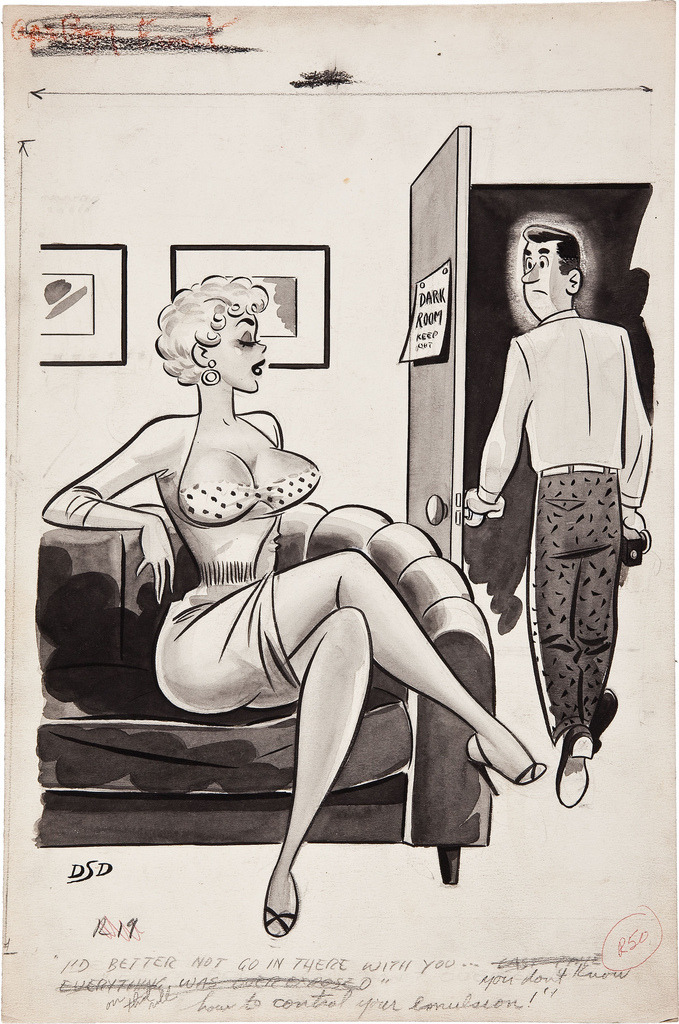 pinupgirlsart:  Dan DeCarlo Humorama 1956 &ldquo;I’d better not go in there