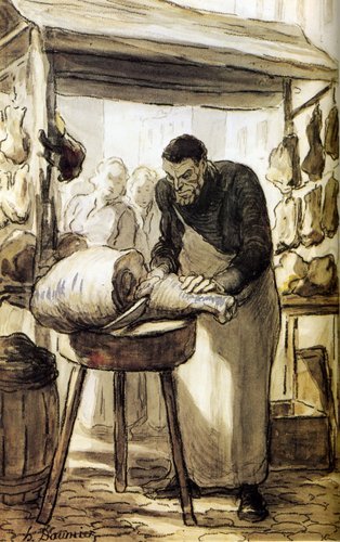 artist-daumier:The Butcher, Honore DaumierMedium: pencil,watercolor