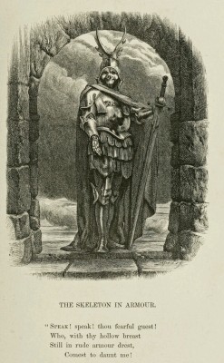 ubernoir:The Skeleton In Armour - Henry Wadsworth Longfellow (1856). Illustration by Sir John Gilbert, engraved by Edward and George Dalziel