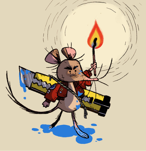 Little mouse warrior for the Character Design Challenge.She’s a tough cookie.