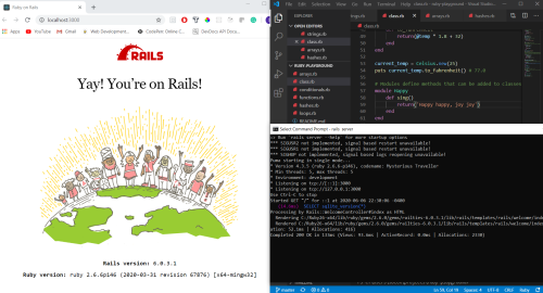  Day 10: Learned about hashes, classes, and methods in Ruby. I also got Rails up and running! 