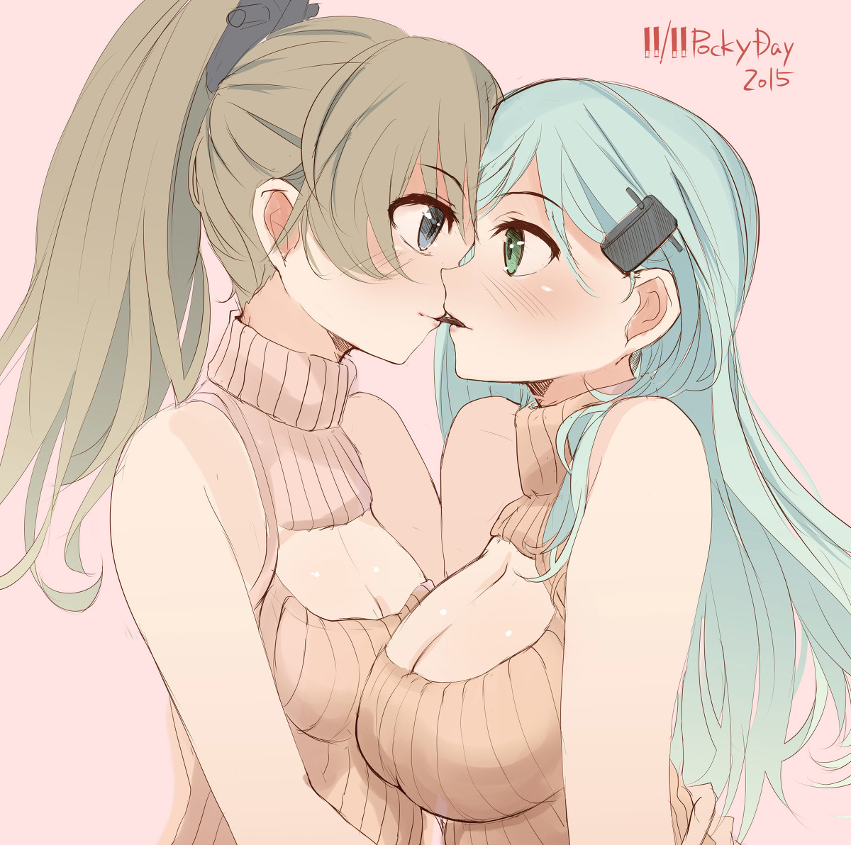 sqidimus:   Kumano &amp; Suzuya Credits to てび on Pixiv 