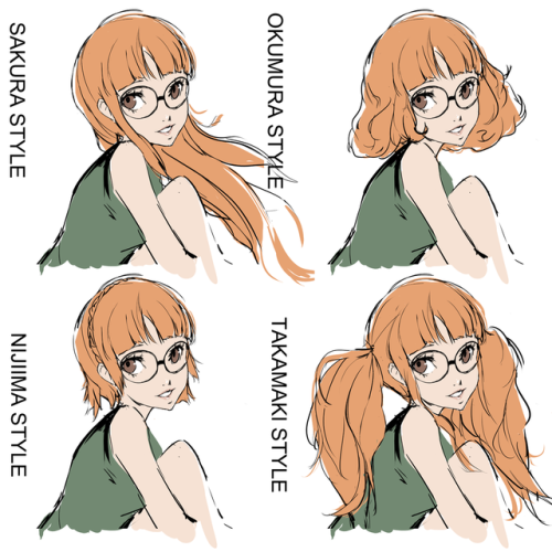  #FutabaSakura with all the female #Persona5 hairstyles! 