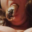 thehungry-wife:Ecstasy after being publicly stuffed as a pig in the BK, wearing the