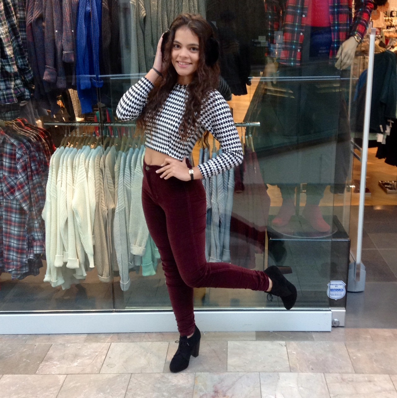 americanapparel:  Romaris, a New Jersey employee, wearing the NEW Houndstooth Crop