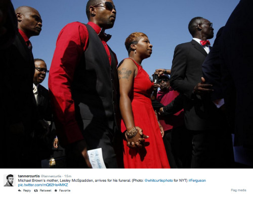 socialjusticekoolaid:Micheal Brown is being laid to rest today. The family has asked for a day of pe