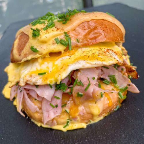 letslovefood:Eggs Benedict Breakfast Sandwich