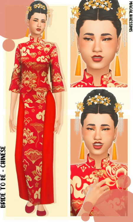 magalhaessims: BRIDE TO BE - MAXIS-MATCH CHINESE INSPIRED LOOKBOOKOUTFITQipao Outfit (Jiayi) | Shoes