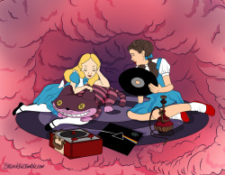 stephkeir:  So excited about the new piece I just finished! Alice and Dorothy hanging out, up in my shop on a bunch of different products from prints to T-shirts!  