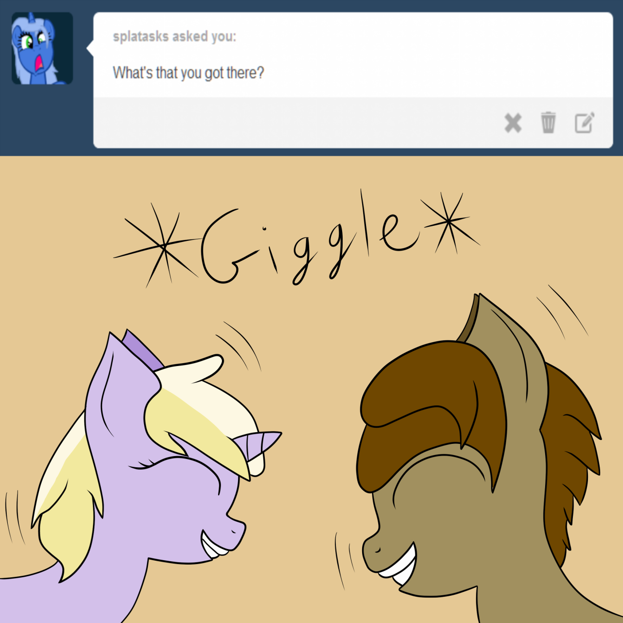 inquisitivecolt:  Dinks: It’s a special Present!IC: Yep, we worked real hard ta