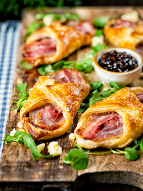 Cheese And Bacon Turnovers In Puff Pastry
