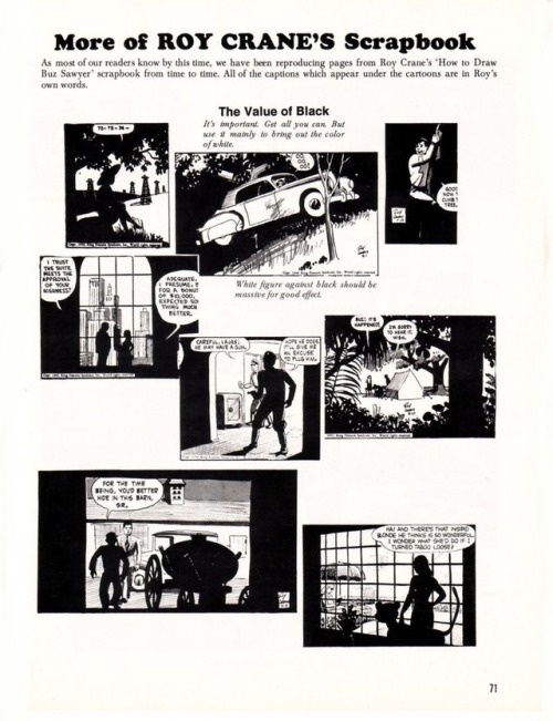 From Roy Crane’s “scrapbook”: a handout on how to draw comics.