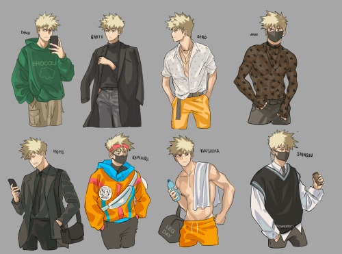 loweater: If Class 1-A (+ Shinsou) picked Bakugo’s clothes