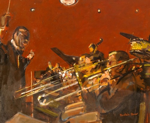 The Band   -   Ruskin SpearBritish,1911-1990Oil on board,  15 ½ x 18 ½ in.