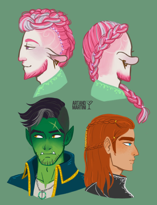 artandmartini:Fancy hair for the M9 lads! Thought of two styles for Caduceus. I kept Fjord’s simple 