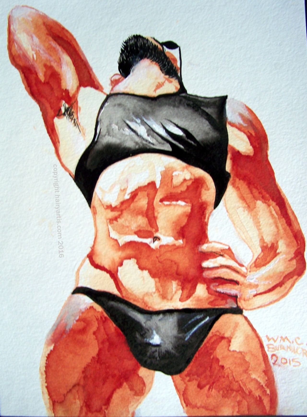hairyartist:  “leather stretch” watercolor and dyes on paper; 11x14″, 2015
