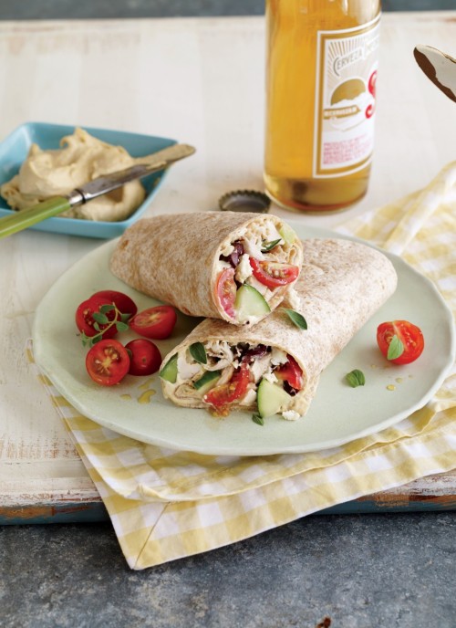 Under 250 Calorie Chicken WrapsServes: 6Ingredients:1 cup grape tomatoes, halved3 tablespoons pitted