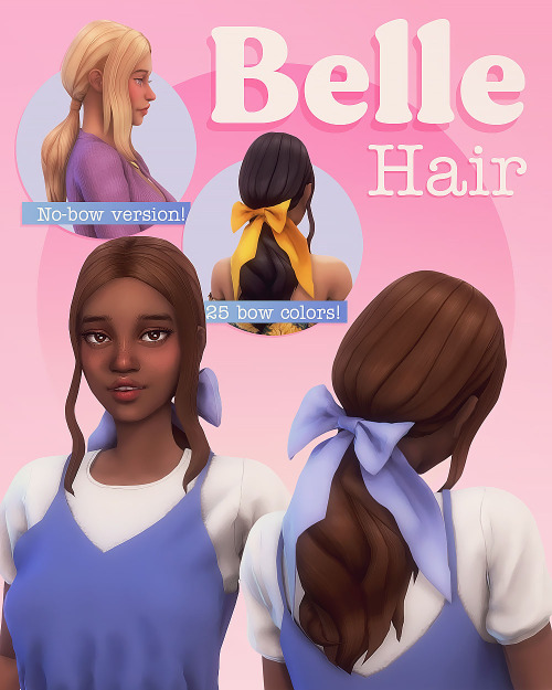 Belle Hair A new hair for The Sims 4, kind of inspired by Belle from Beauty and the Beast ♡ Base-gam