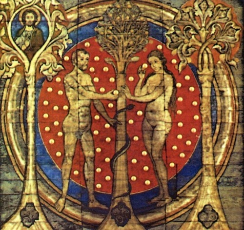 The ceiling of St. Michael&rsquo;s Church, Hildesheim Germany 1192 AD. Adam and Eve. Notice the 