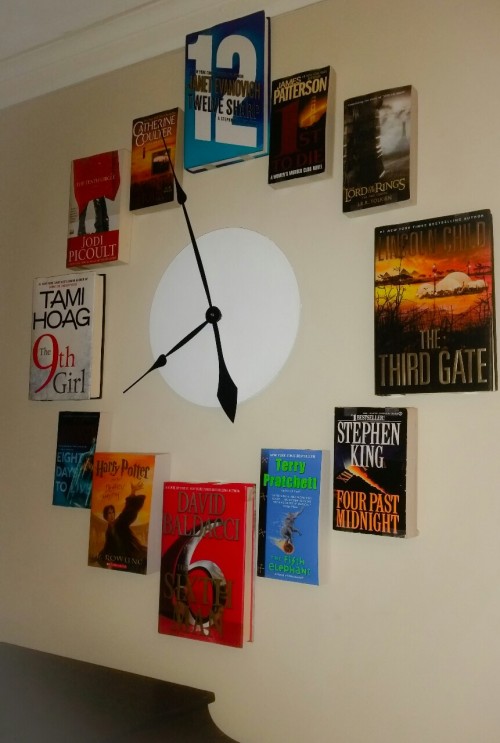 iamswhatiams:
“After our old wall clock broke we had an idea for a replacement. No books were harmed in the making of this project. Still thinking of what to decoupage the face but for now I like the white.
”