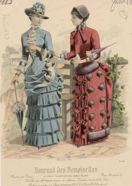 toadlessgirl:toadlessgirl:shewhoworshipscarlin:Fashion plate,1883, France.I have so many questions a