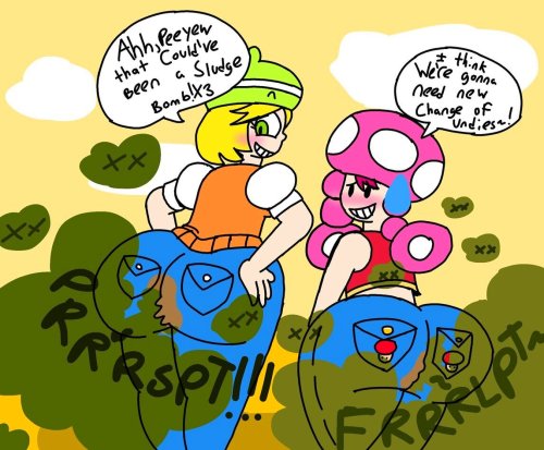 pokemonfartingbianca: Pokemon’s Farting Bianca and Toadette Sharting in Jeans by FennicFantasy 