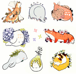 tofuvi:  mochi animals and foliage.