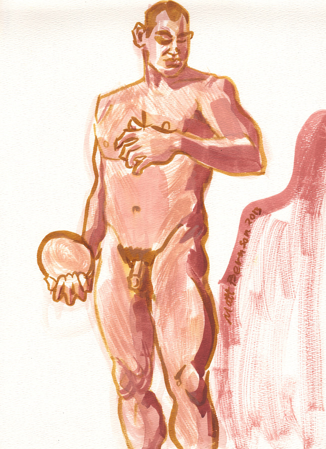 11x14&quot; ink/watercolor/graphite on paper. Model: Tom Art by Matt Bernson