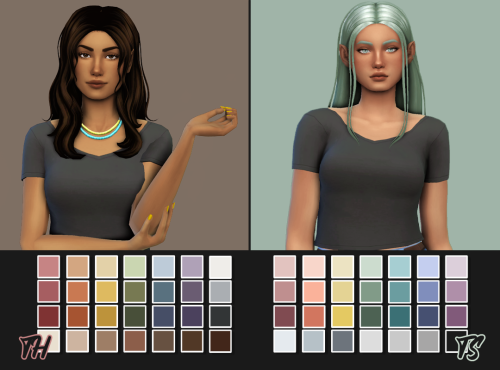 serindipitysims:ClumsyAlien’s Paradiso Hairs in The Academia Palettes28 Add-on Colors in The H