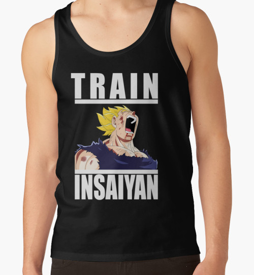 Our Train Insaiyan tank top, now available at Redbubble.