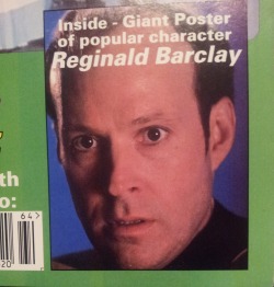 snoozlebee:  buckleysliberalgirlfriend:  Popular Character: Reginald Barclay. My friend red-flare grabbed a bunch of Star Trek Next Gen poster magazines for me. I found this one. They were not shitting around, it is giant. And this poster is very much