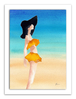 sketchdrawingsbyasketchgirl:  Watercolour Woman on Beach