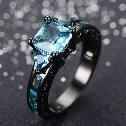 culturenlifestyle:Black Gold Filled Aquamarine Ring For Sale! Surprise Your Special Someone With One of These! ***SALE FOR A LIMITED TIME*** –> GET IT HERE <–