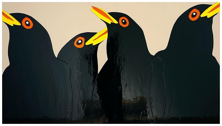 joereorda:  Gary Hume Blackbirds 2008 Enamel on aluminum 46 x 82 inches 117 x 208