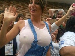 sexy-pokies:  About to meet the pope  Ducking overalls and big boobs