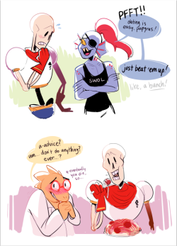 bedsafely:  got an undertale prompt for “papyrus getting dating advice from other characters” and it got kind of out of hand whoops idk if sans will ever be ready 