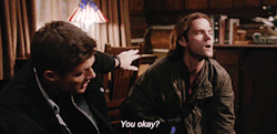 out-in-the-open:  This was probably my favourite scene in the whole episode. After seeing demon Dean trying to kill Sam with a hammer last week and just being awful in general, this is just what I needed to see. Concerned Dean making sure Sammy is okay