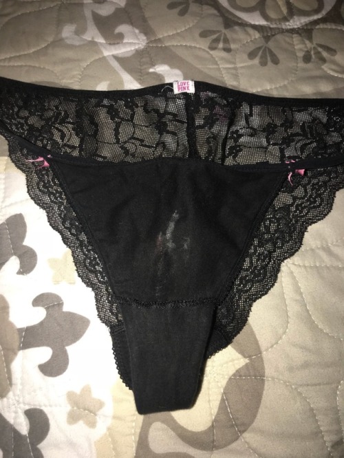 Wife’s dirty panties from yesterday. They are a little more creamy today and still smell reall