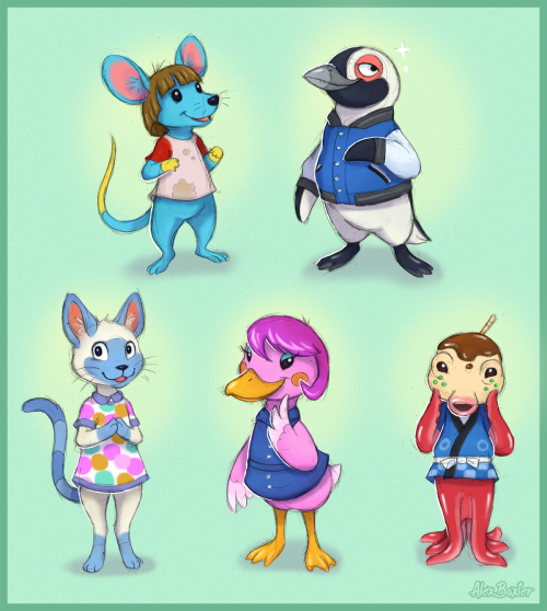 Some old drawings of my AC villagers that I finally decided to finish coloring. Drawings so old that