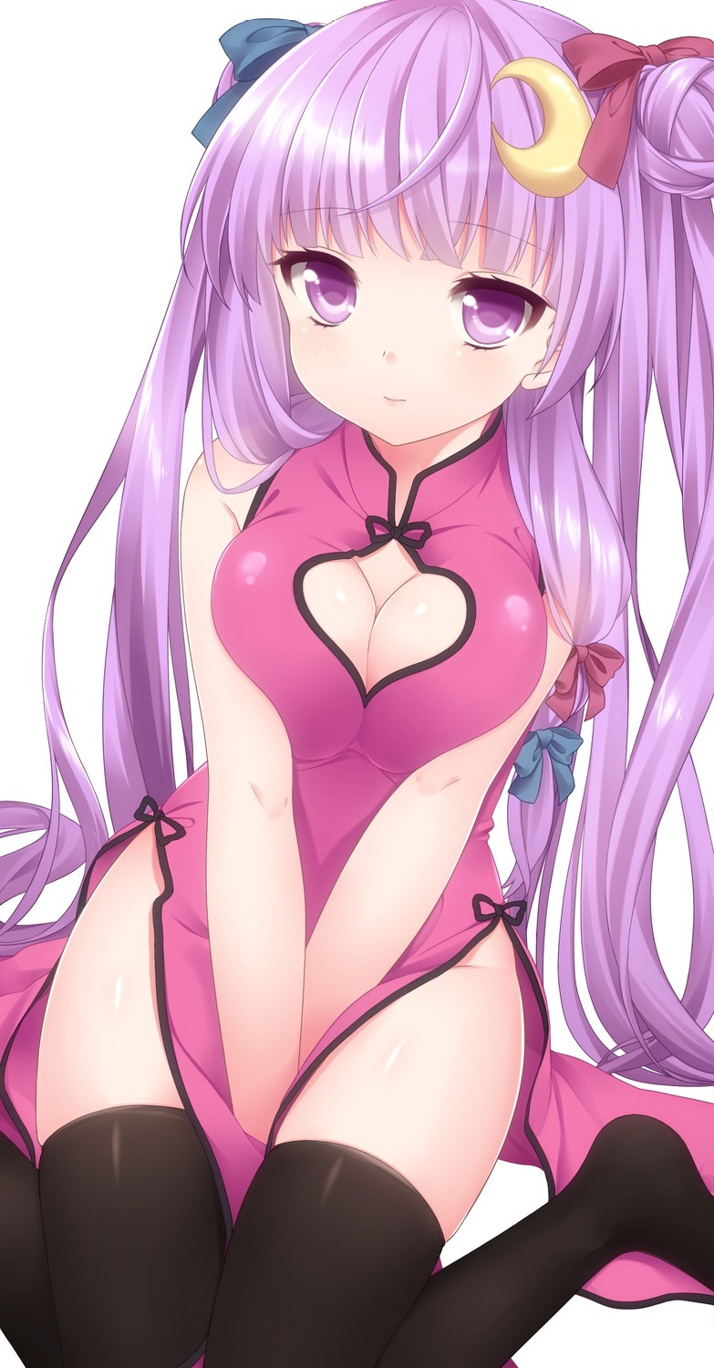 wanwan7:  chinadress cleavage etou nopan patchouli knowledge thighhighs touhou |
