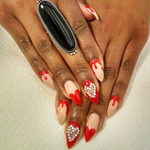 rndmblkgrl: Valentine’s Day nails with a Brayla twist… I call them My Bloody Valentine!