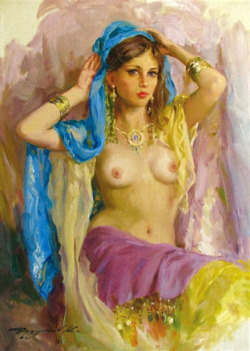 justineportraits:Konstantin Razumov      Odalisque-au-châle-bleu