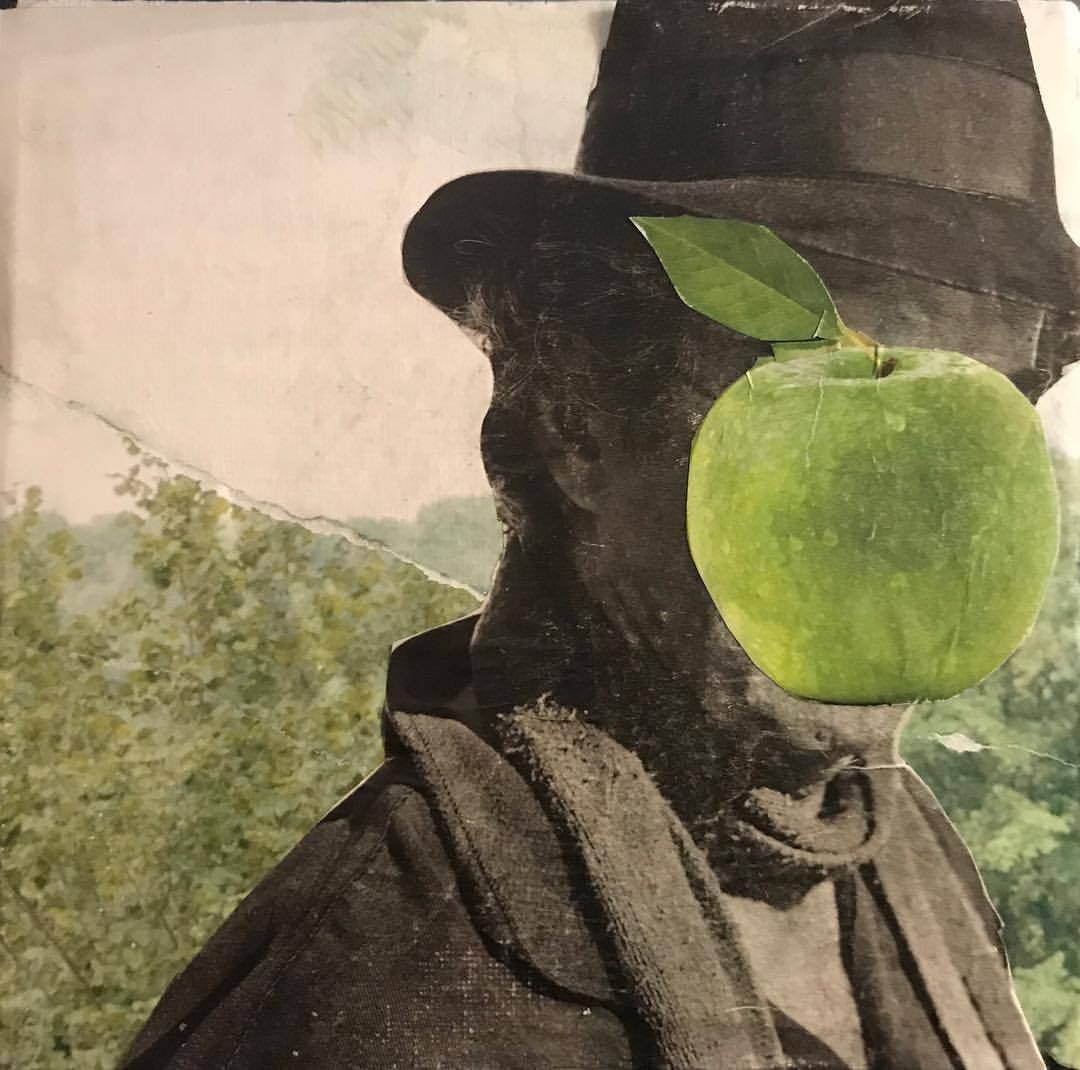 weallgoing2die:Alex Blaise “The Son of Man” collage on canvas board. 6x6 inches