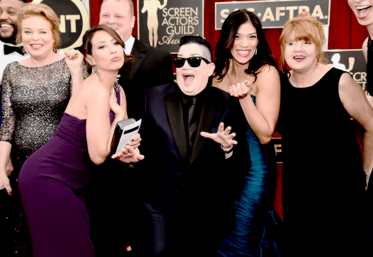 welton-lasso:  The cast of OITNB on the red carpet for the 21st Annual SAG Awards