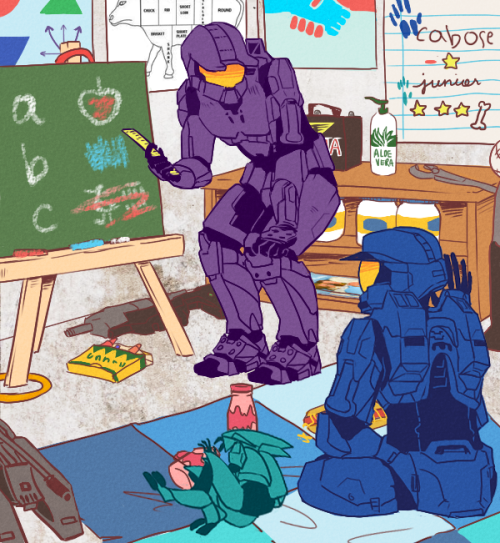 monoclecircus:For Red vs. Blue Winter, because Doc is the best teacher.aw aw aw babies~! 8)