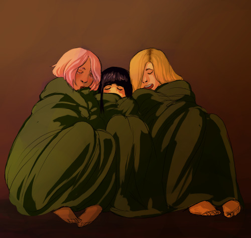 baboonteeth:redraw of some very cute sleeping girls from a filler episode :’)