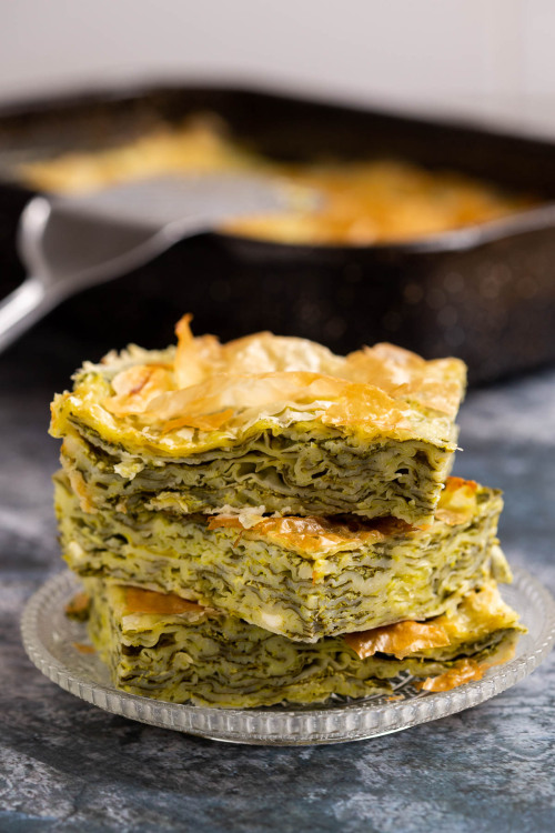 Feta and Ricotta Cheese and Spinach Pie with Phyllo Dough