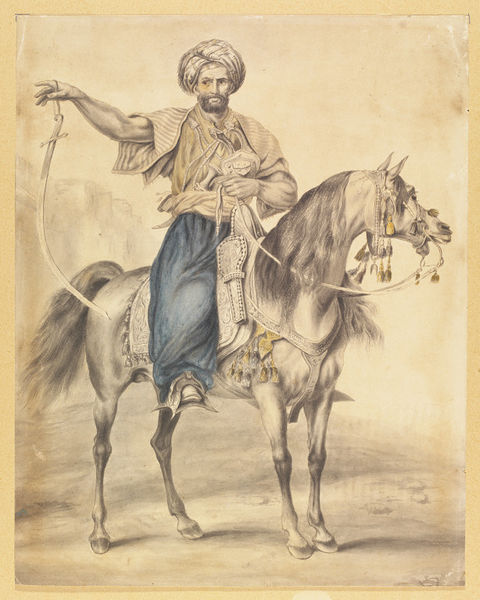 Mamluk with drawn sword, on horseback - Carle Vernet, ca. 1825Ink and watercolour, Height: 40.5